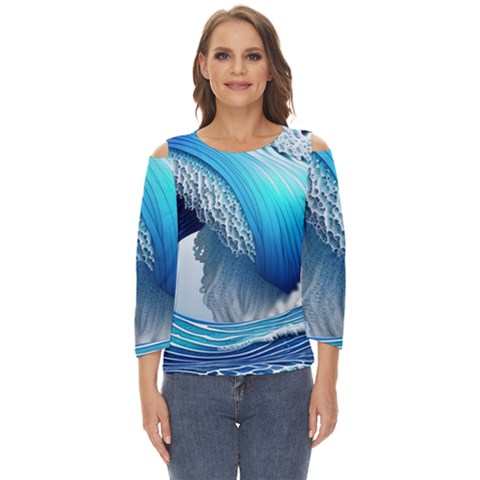 The Power Of The Ocean Cut Out Wide Sleeve Top by GardenOfOphir