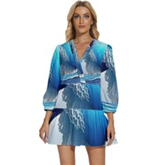 The Power Of The Ocean V-neck Placket Mini Dress