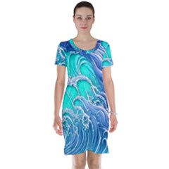 The Beauty Of Waves Short Sleeve Nightdress by GardenOfOphir