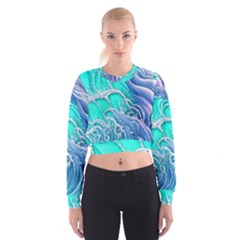 The Beauty Of Waves Cropped Sweatshirt by GardenOfOphir