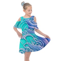 The Beauty Of Waves Kids  Shoulder Cutout Chiffon Dress by GardenOfOphir