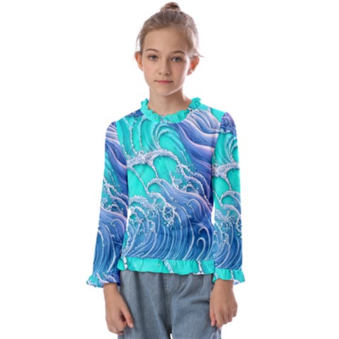 The Beauty Of Waves Kids  Frill Detail Tee by GardenOfOphir