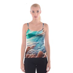 Waves Of The Ocean Spaghetti Strap Top by GardenOfOphir