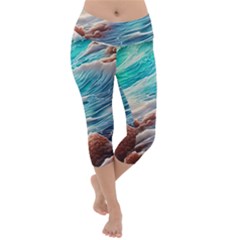 Waves Of The Ocean Lightweight Velour Capri Yoga Leggings by GardenOfOphir