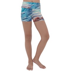 Waves Of The Ocean Kids  Lightweight Velour Yoga Shorts by GardenOfOphir