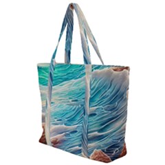 Waves Of The Ocean Zip Up Canvas Bag by GardenOfOphir