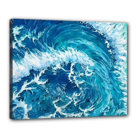 Abstract Blue Ocean Waves Iii Canvas 20  X 16  (stretched) by GardenOfOphir