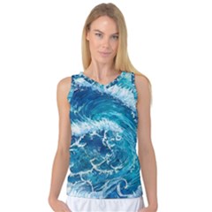 Abstract Blue Ocean Waves Iii Women s Basketball Tank Top by GardenOfOphir