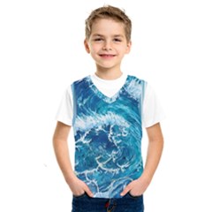 Abstract Blue Ocean Waves Iii Kids  Basketball Tank Top by GardenOfOphir