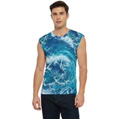 Abstract Blue Ocean Waves Iii Men s Raglan Cap Sleeve Tee by GardenOfOphir