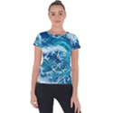 Abstract Blue Ocean Waves Iii Short Sleeve Sports Top  View1