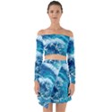 Abstract Blue Ocean Waves Iii Off Shoulder Top with Skirt Set View1