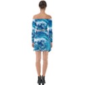 Abstract Blue Ocean Waves Iii Off Shoulder Top with Skirt Set View2