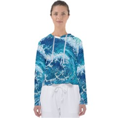 Abstract Blue Ocean Waves Iii Women s Slouchy Sweat by GardenOfOphir