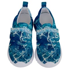 Abstract Blue Ocean Waves Iii Kids  Velcro No Lace Shoes by GardenOfOphir