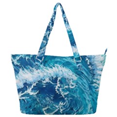 Abstract Blue Ocean Waves Iii Full Print Shoulder Bag by GardenOfOphir