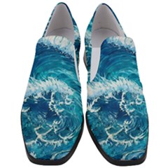 Abstract Blue Ocean Waves Iii Women Slip On Heel Loafers by GardenOfOphir