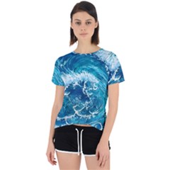 Abstract Blue Ocean Waves Iii Open Back Sport Tee by GardenOfOphir