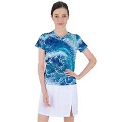 Abstract Blue Ocean Waves Iii Women s Sports Top by GardenOfOphir