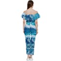 Abstract Blue Ocean Waves Iii Off Shoulder Ruffle Top Jumpsuit View4