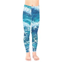 Abstract Blue Ocean Waves Iii Kids  Classic Winter Leggings