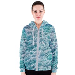 Nature Ocean Waves Women s Zipper Hoodie by GardenOfOphir