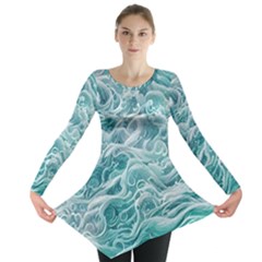 Nature Ocean Waves Long Sleeve Tunic  by GardenOfOphir