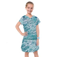 Nature Ocean Waves Kids  Drop Waist Dress by GardenOfOphir