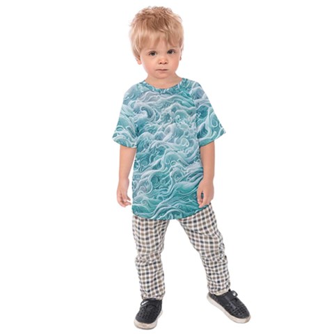 Nature Ocean Waves Kids  Raglan Tee by GardenOfOphir