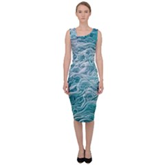 Nature Ocean Waves Sleeveless Pencil Dress by GardenOfOphir