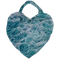 Nature Ocean Waves Giant Heart Shaped Tote