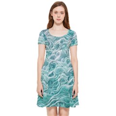 Nature Ocean Waves Inside Out Cap Sleeve Dress by GardenOfOphir