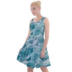 Nature Ocean Waves Knee Length Skater Dress by GardenOfOphir