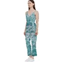 Nature Ocean Waves V-Neck Spaghetti Strap Tie Front Jumpsuit View2