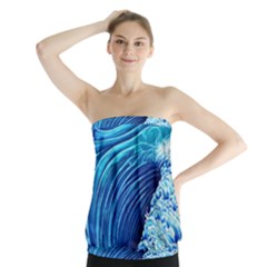 Simple Blue Ocean Wave Strapless Top by GardenOfOphir