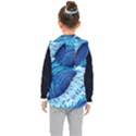 Simple Blue Ocean Wave Kids  Hooded Puffer Vest View2