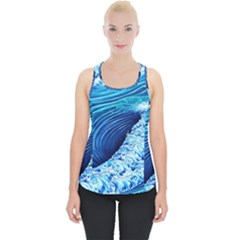 Simple Blue Ocean Wave Piece Up Tank Top by GardenOfOphir