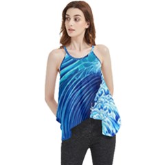 Simple Blue Ocean Wave Flowy Camisole Tank Top by GardenOfOphir