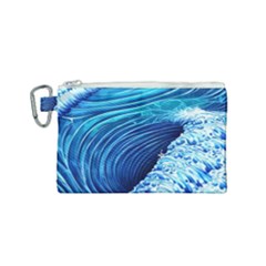 Simple Blue Ocean Wave Canvas Cosmetic Bag (small) by GardenOfOphir