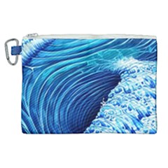 Simple Blue Ocean Wave Canvas Cosmetic Bag (xl) by GardenOfOphir