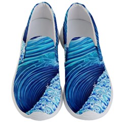 Simple Blue Ocean Wave Men s Lightweight Slip Ons by GardenOfOphir