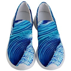 Simple Blue Ocean Wave Women s Lightweight Slip Ons by GardenOfOphir