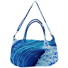 Simple Blue Ocean Wave Removal Strap Handbag by GardenOfOphir