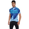 Simple Blue Ocean Wave Men s Short Sleeve Cycling Jersey View2