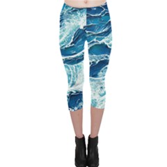 Summer Ocean Waves Capri Leggings  by GardenOfOphir