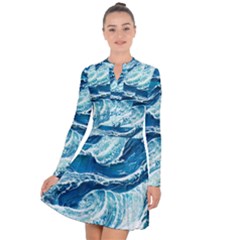 Summer Ocean Waves Long Sleeve Panel Dress by GardenOfOphir