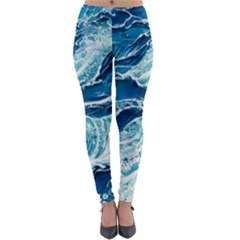 Summer Ocean Waves Lightweight Velour Leggings by GardenOfOphir