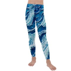 Summer Ocean Waves Kids  Lightweight Velour Leggings by GardenOfOphir