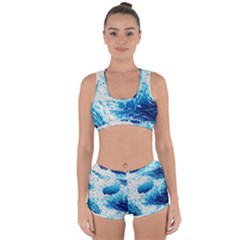 Abstract Blue Ocean Wave Ii Racerback Boyleg Bikini Set by GardenOfOphir