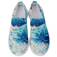 Abstract Blue Ocean Wave Ii Men s Slip On Sneakers